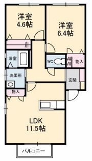 レインボー Kの間取り画像