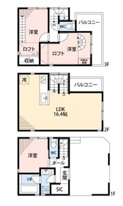 世田谷区三軒茶屋戸建の間取り画像