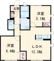 レガール北野 Bの間取り画像