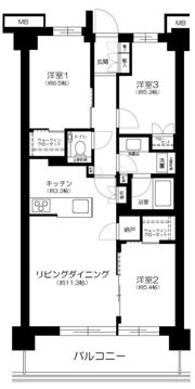 アトラスシティ千歳烏山グランスイート 杜ノ棟の間取り画像