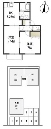 アワーズ新保 Aの間取り画像