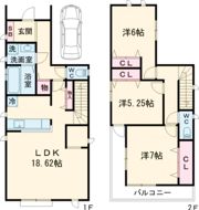 加古川市野口町二屋戸建の間取り画像