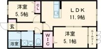 神戸市垂水区東垂水アパート北棟の間取り画像