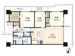 プラウドタワー仙台晩翠通セントラルの間取り画像