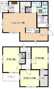 陸田栗林1－8－9KODATEXⅣ-Cの間取り画像