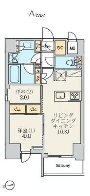 クレストコート北千住レジデンスの間取り画像