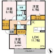 PARK HILLS MIYAKO Dの間取り画像
