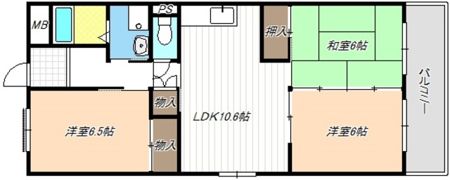 本宮ハイツ山田の間取り画像