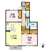 ウエストコート古賀 B棟の間取り画像