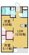 フェリスタ前原中央Ⅱの間取り画像