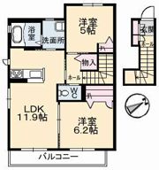 コモド新広 Bの間取り画像