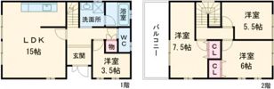秋篠町戸建の間取り画像