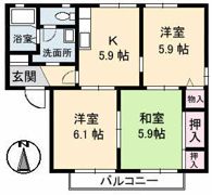 ノーブルパレス大山 A棟の間取り画像