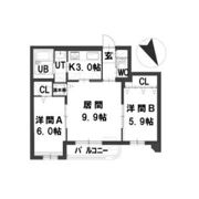グランメール平和通6Bの間取り画像