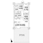 パレ・ロワイヤル田寺東ウエストコート102の間取り画像