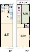 野上町長屋式戸建の間取り画像