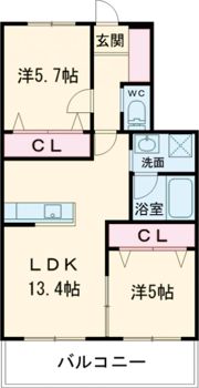 医生ヶ丘ヴァレンシアB棟の間取り画像