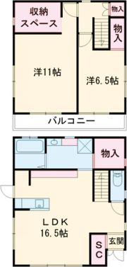 霞目貸家の間取り画像