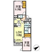 D'Bless宿河原の間取り画像