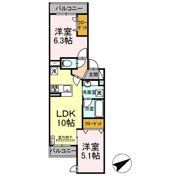 D'Bless宿河原の間取り画像