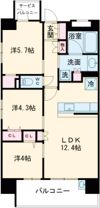 プレサンス ロジェ 志賀本通 テラスの間取り画像
