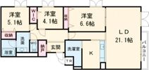 リアライズ松陰Ⅵの間取り画像