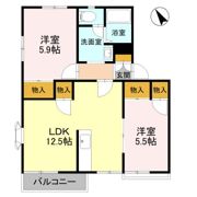 ライフタウニーB街区 6号棟の間取り画像