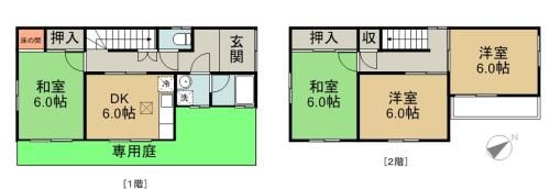 板山町十二丁目戸建貸家の間取り画像