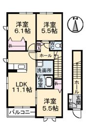 メープルコートNAKAO B棟の間取り画像