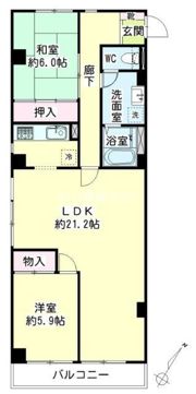 岸谷クリークコーポの間取り画像
