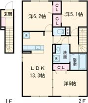 セジュール沼ノ端中央Ⅴの間取り画像