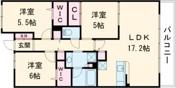 デュオヒルズ仙台花京院ザ・タワーの間取り画像