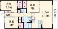 デュオヒルズ仙台花京院ザ・タワーの間取り画像