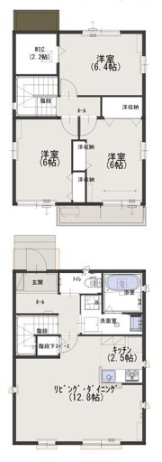 坂戸市関間戸建貸家Bの間取り画像