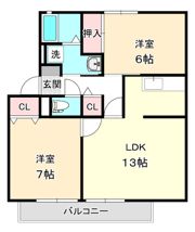 メルベーユ岩之谷 D棟の間取り画像