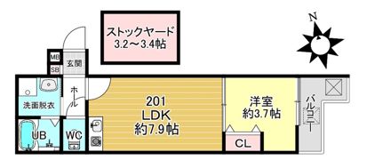 （仮称） 深草仙石屋敷町 新築アパートの間取り画像