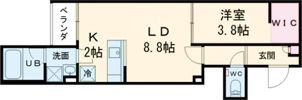 ラフィネ東大畑通の間取り画像
