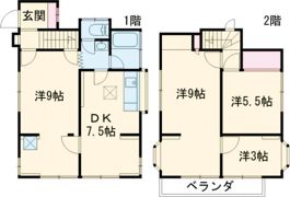 瑞穂町むさし野貸家の間取り画像