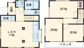 千ヶ瀬町2貸家の間取り画像