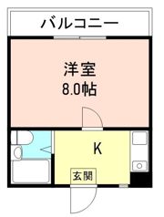 島橋ワンルームの間取り画像