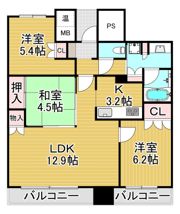 プレミスト千早タワー ツインマークス Bright Towerの間取り画像