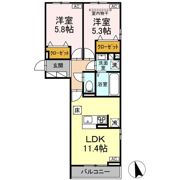 DーROOM六十人町 Aの間取り画像