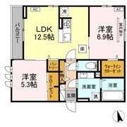 DーROOM六十人町 Bの間取り画像