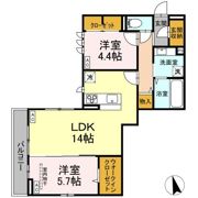 DーROOM六十人町 Bの間取り画像