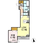 DーROOM六十人町 Bの間取り画像