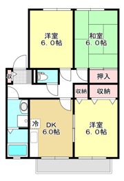 メルベーユ岩之谷 B棟の間取り画像