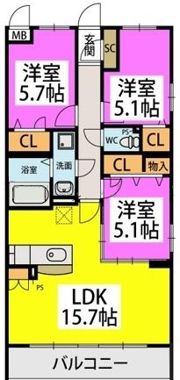 ハッピネス若葉台Ⅱの間取り画像