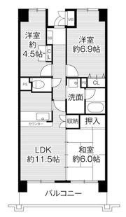 ビレッジハウス京ヶ峰タワー1号棟の間取り画像