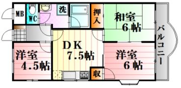 スカイハイツBの間取り画像