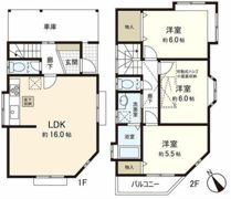 川越旭町2丁目 3LDK 2重窓の間取り画像